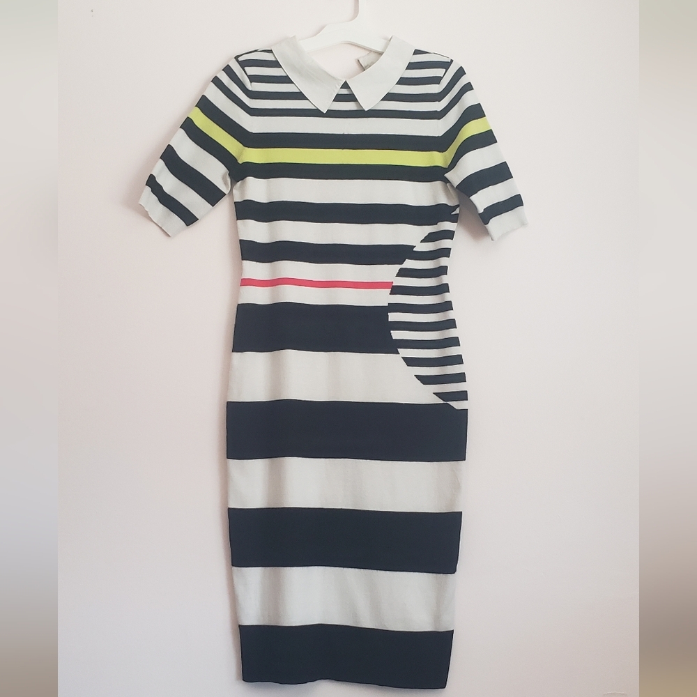 Karen Millen Asymmetrical Black and White Midi Dress